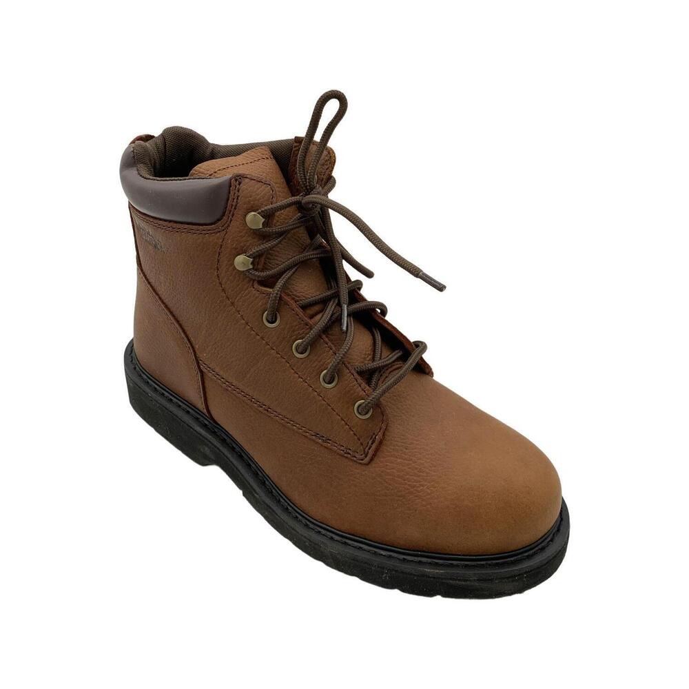 Work America Men's Steel Toe 6" Brawny Leather Work Brown - Extra Wide